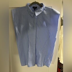 NEVER WORN BARDOT SLEEVELESS PINSTRIPE COTTON POPLIN BLOUSE
